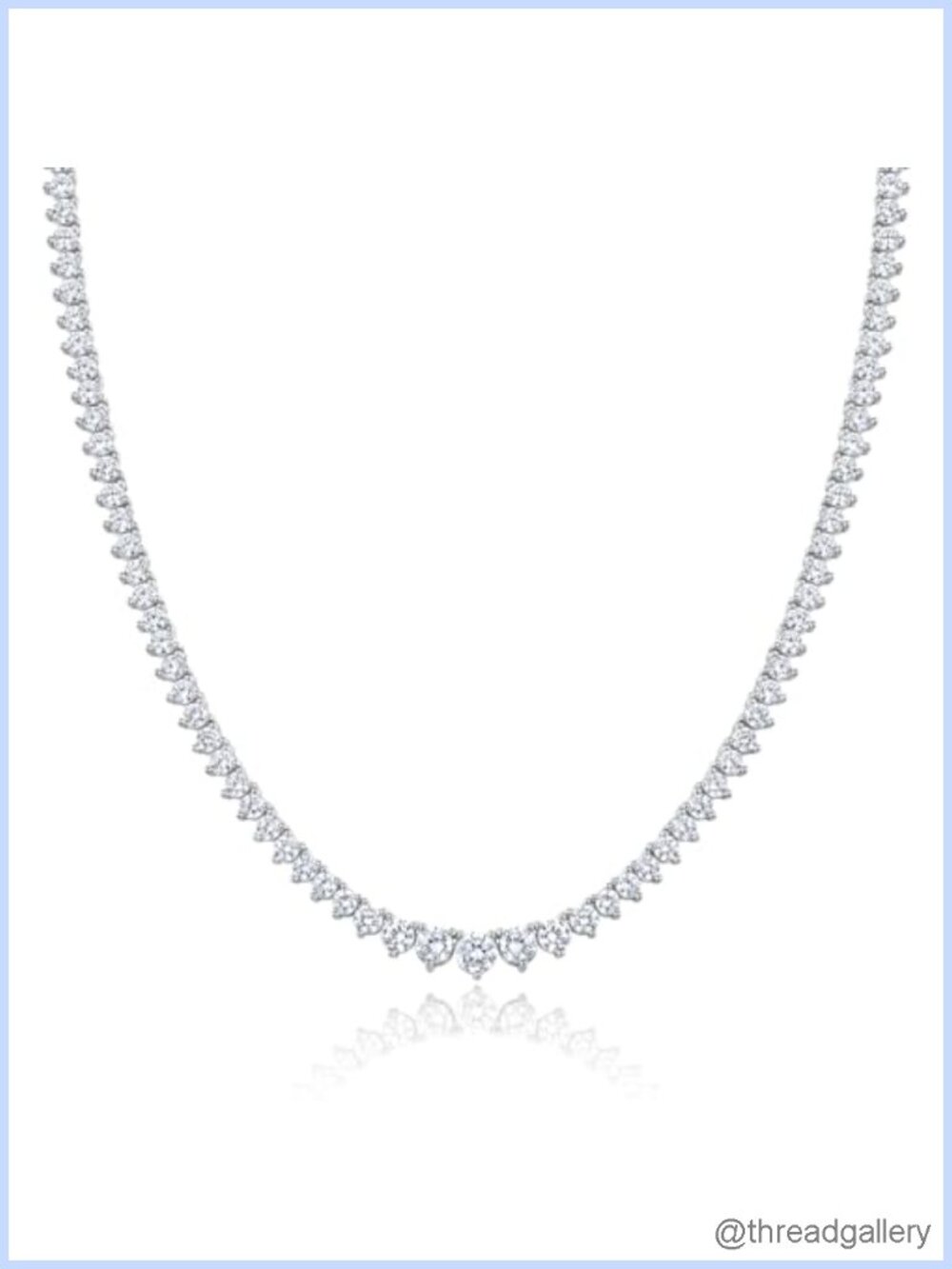 18K Gold Plated Tennis Necklace 3-5mm Cubic Zirconia Statement Jewelry